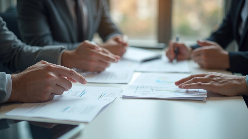 Деловая встреча с финансовыми документами и графиками