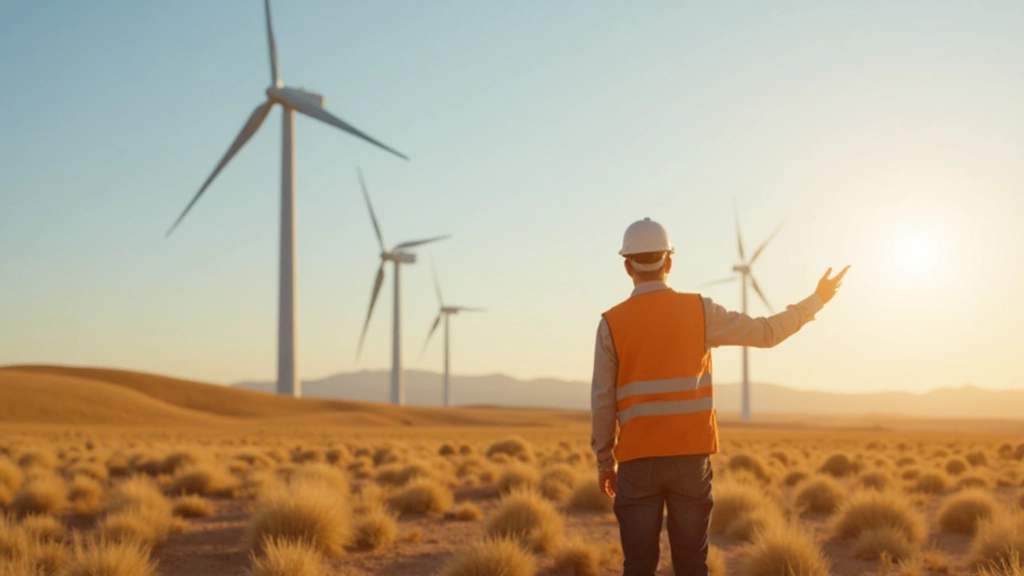 Ветротурбины на ветровой электростанции в степи Казахстана