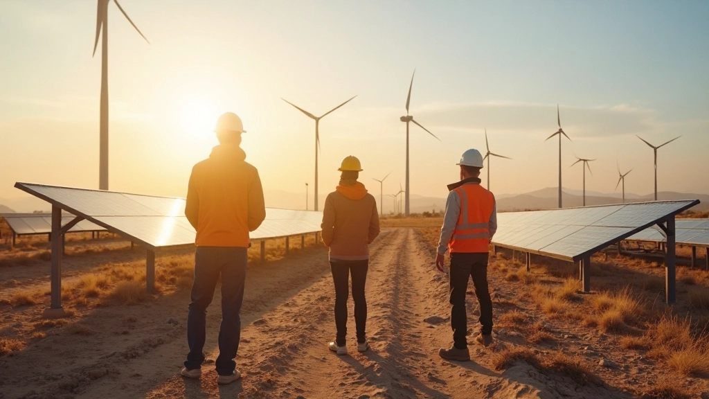 Профессиональное фото экологически чистого энергетического комплекса в пустыне