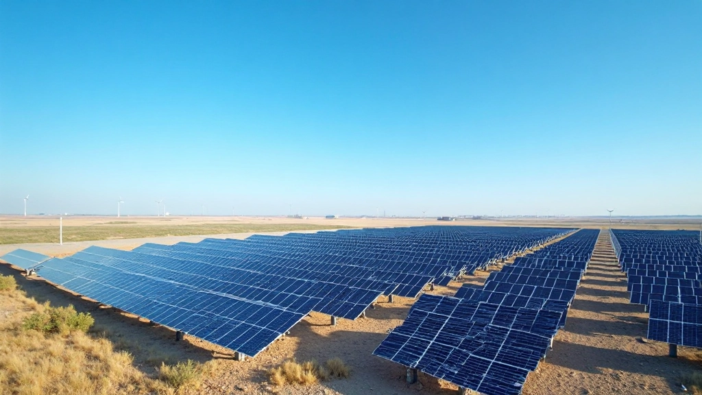 Профессиональное фото солнечной электростанции в казахстанской степи