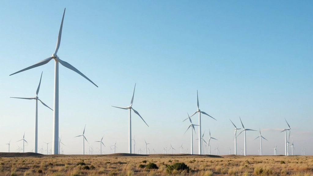 Профессиональное фото ветровой электростанции с вращающимися лопастями